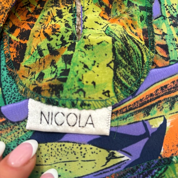 Vintage Nicola Brand Jungle Print Short Sleeve Blouse Size Medium - Picture 8 of 10